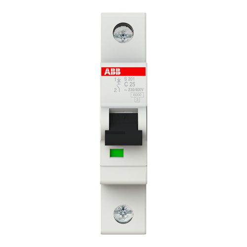 ABB S201-C25 Kismegszakító, Icn=6kA, 1P, C karakterisztika, 230/440V AC, 60 V DC, In=25A