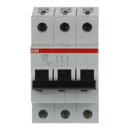 ABB S203-C13 Kismegszakító, Icn=6kA, 3P, C karakterisztika, 230/440V AC,  In=13A