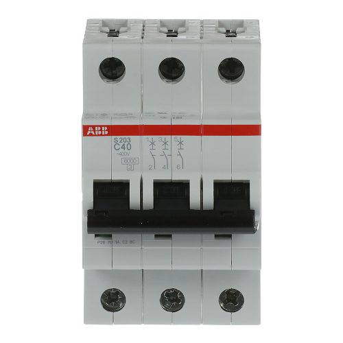 ABB S203-C40 Kismegszakító, Icn=6kA, 3P, C karakterisztika, 230/440V AC,  In=40A