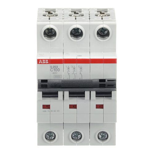 ABB S203-C100 kismegszakító, Icn = 6kA, 3P, C karakterisztika, 230/440V AC, In=100A