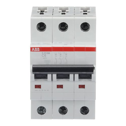 ABB S203M-C6 kismegszakító, Icn=10kA, 3P, C karakterisztika, 230/440V AC,  In=6A