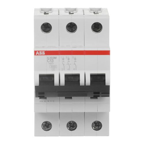 ABB S203M-C13 Kismegszakító, Icn=10kA, 3P, C karakterisztika, 230/440V AC,  In=13A