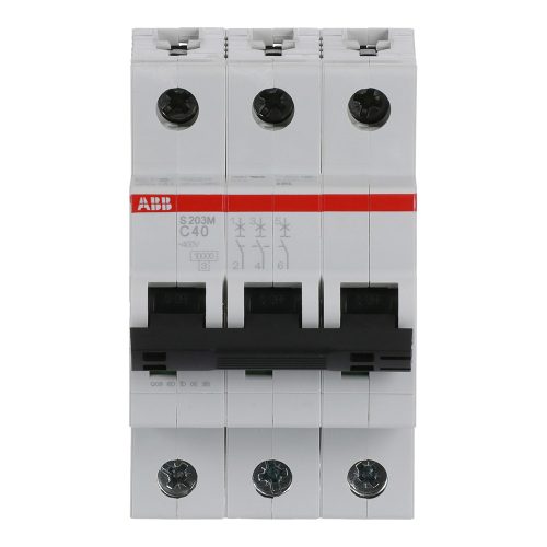 ABB S203M-C40 kismegszakító, Icn=10kA, 3P, C karakterisztika, 230/440V AC,  In=40A