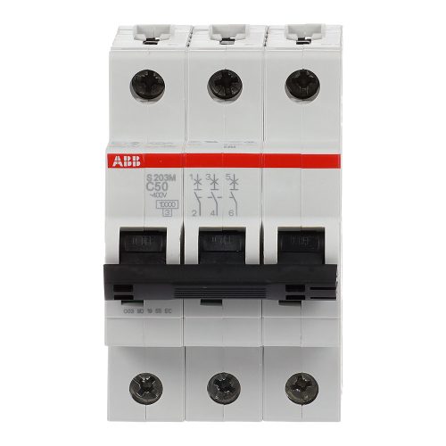 ABB S203M-C50 kismegszakító, Icn=10kA, 3P, C karakterisztika, 230/440V AC,  In=50A