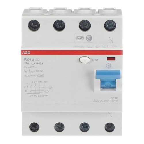ABB F204A-25/0.03 Áramvédő kapcsoló (FI-relé), 4P, In=25A, 30mA, A típus