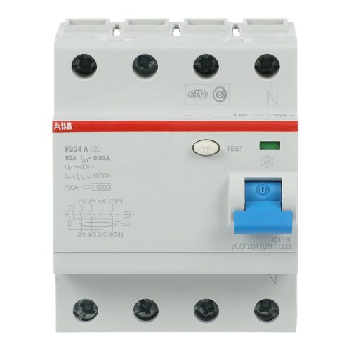 ABB F204A-80/0.03 Áramvédő kapcsoló (FI-relé), 4P, In=80A, 30mA, A típus