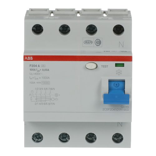 ABB F204A-100/0.03 Áramvédő kapcsoló (FI-relé), 4P, In=100A, 30mA, A típus