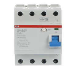   ABB F204A-100/0.03AP-R Áramvédő kapcsoló (FI-relé), 4P, In=100A, 30mA, A típus; nem kívánt kioldással szemben védett